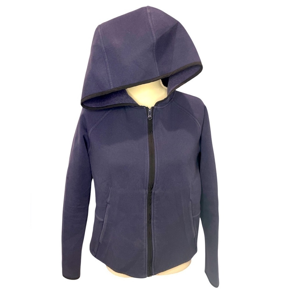 Lululemon City Bound Full Zip Jacket Size 8 Navy Blue w/Black trim